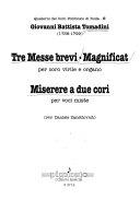 Copertina  Tre messe brevi ; Magnificat: per coro virile e organo ; Miserere a due cori: per voci miste