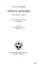 Copertina  De vulgari eloquentia ; Monarchia